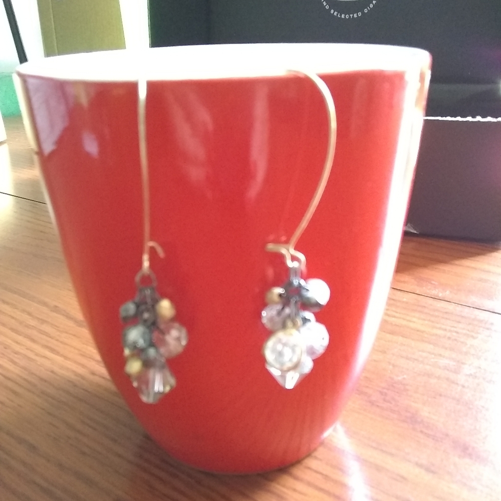 Earrings, large hook with beads